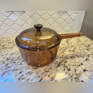 Pyrex Visions Corning  Amber Brown Glass Vintage Saucepan 1.5 L Visionware Glass